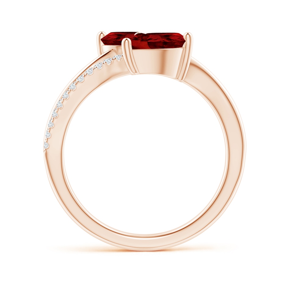 9x7mm AAAA Pear-Shaped Garnet Two-Stone Bypass Ring in Rose Gold side 1