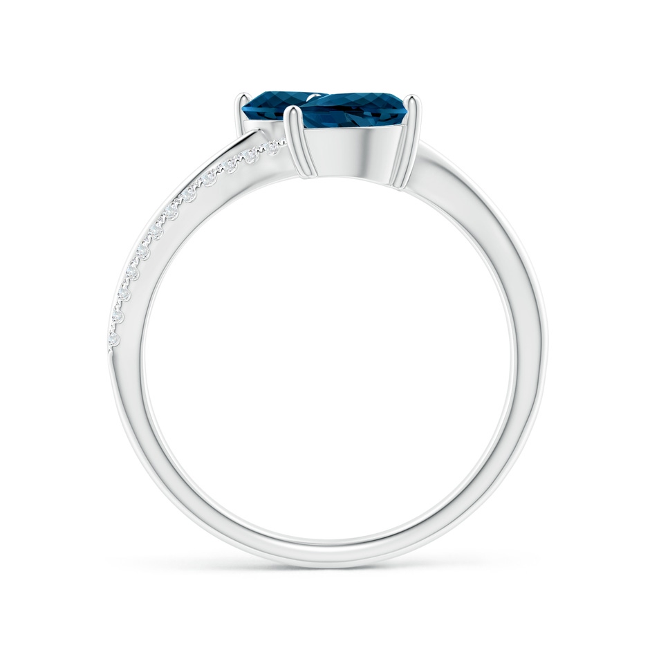 7x5mm AAAA Pear-Shaped London Blue Topaz Two-Stone Bypass Ring in P950 Platinum side 1