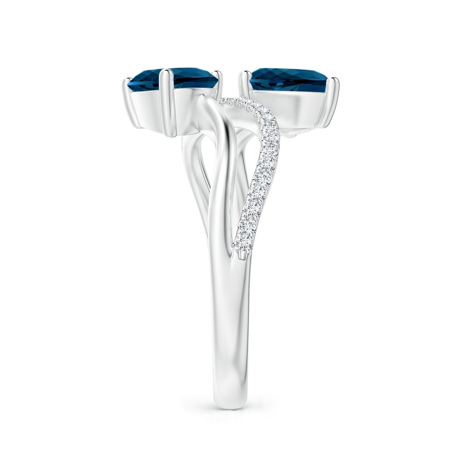 7x5mm AAAA Pear-Shaped London Blue Topaz Two-Stone Bypass Ring in P950 Platinum side 2