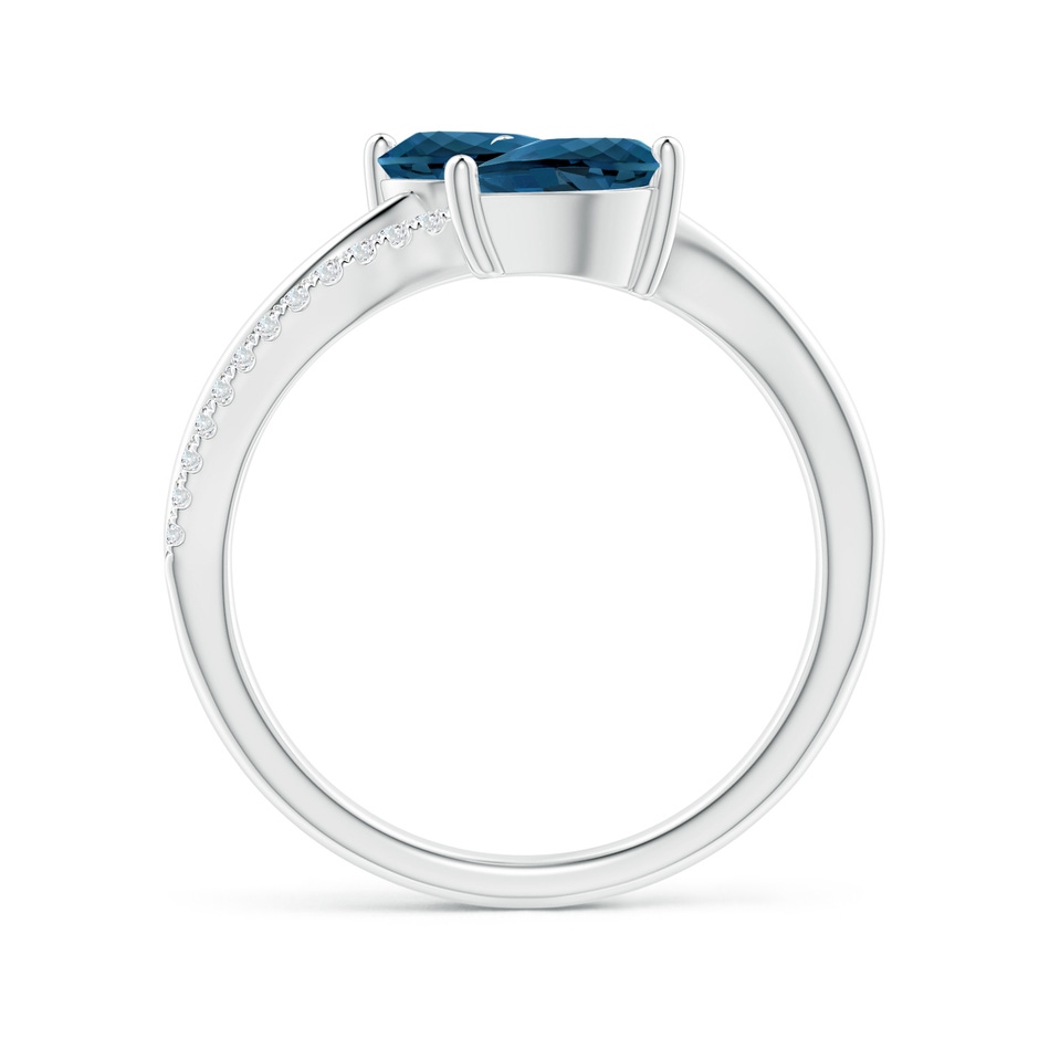 8x6mm AAA Pear-Shaped London Blue Topaz Two-Stone Bypass Ring in White Gold side 1