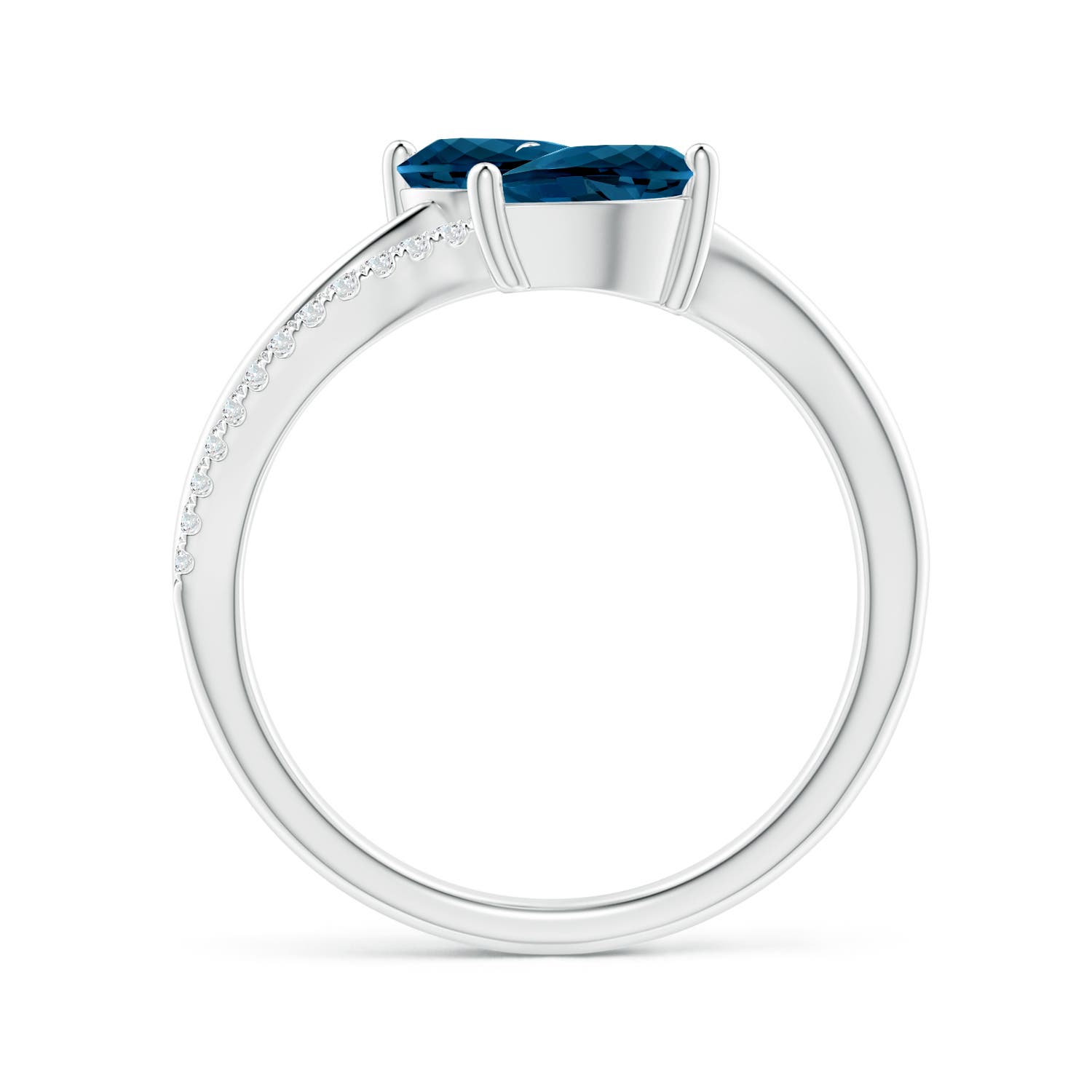 8x6mm AAAA Pear-Shaped London Blue Topaz Two-Stone Bypass Ring in P950 Platinum