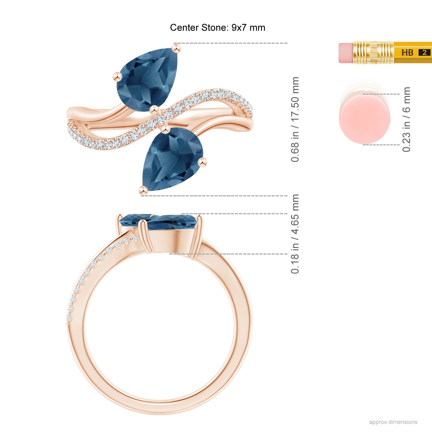 A - London Blue Topaz / 3.95 CT / 14 KT Rose Gold