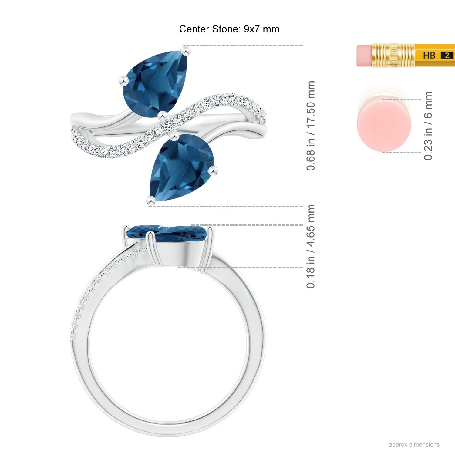 AA - London Blue Topaz / 3.95 CT / 14 KT White Gold