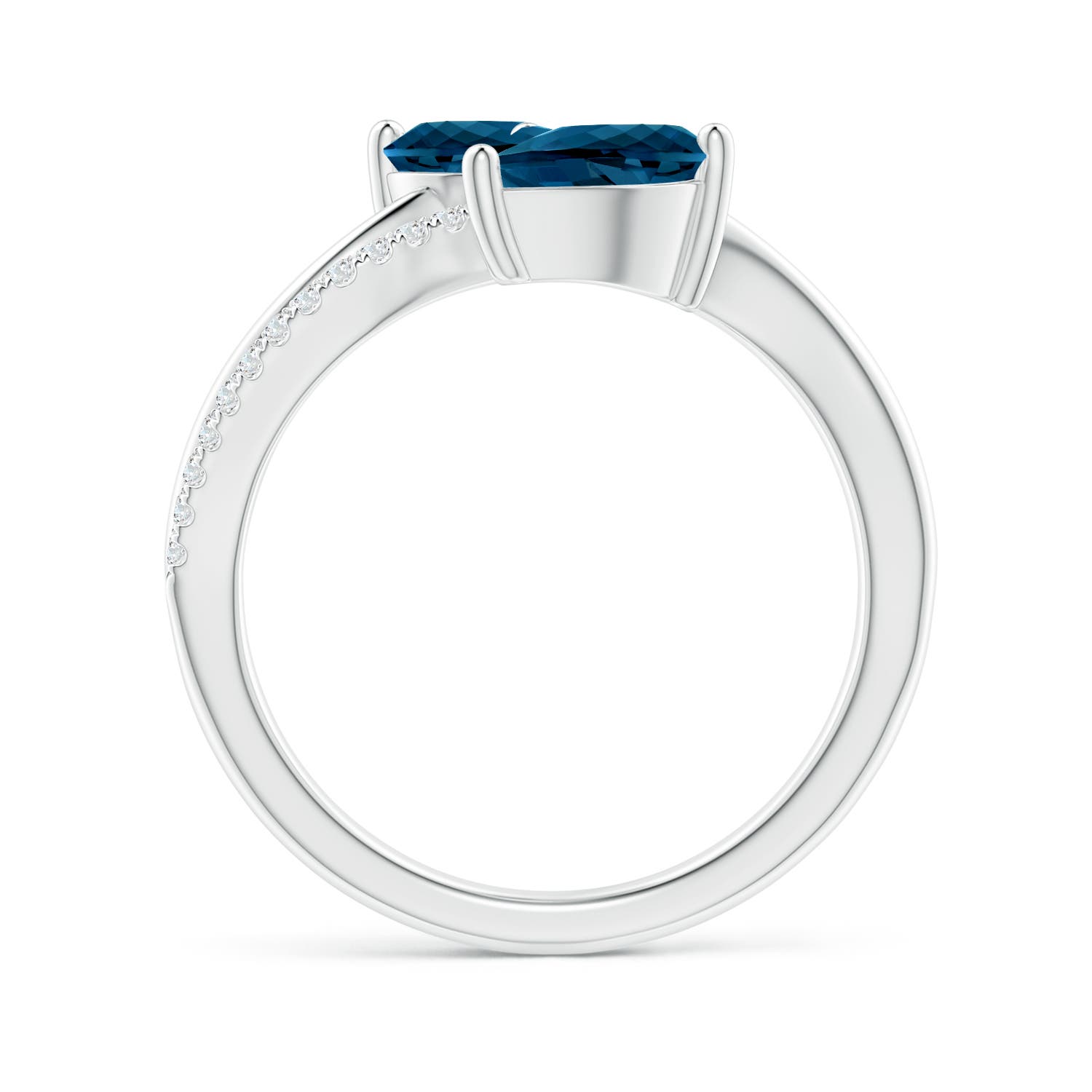9x7mm AAAA Pear-Shaped London Blue Topaz Two-Stone Bypass Ring in P950 Platinum