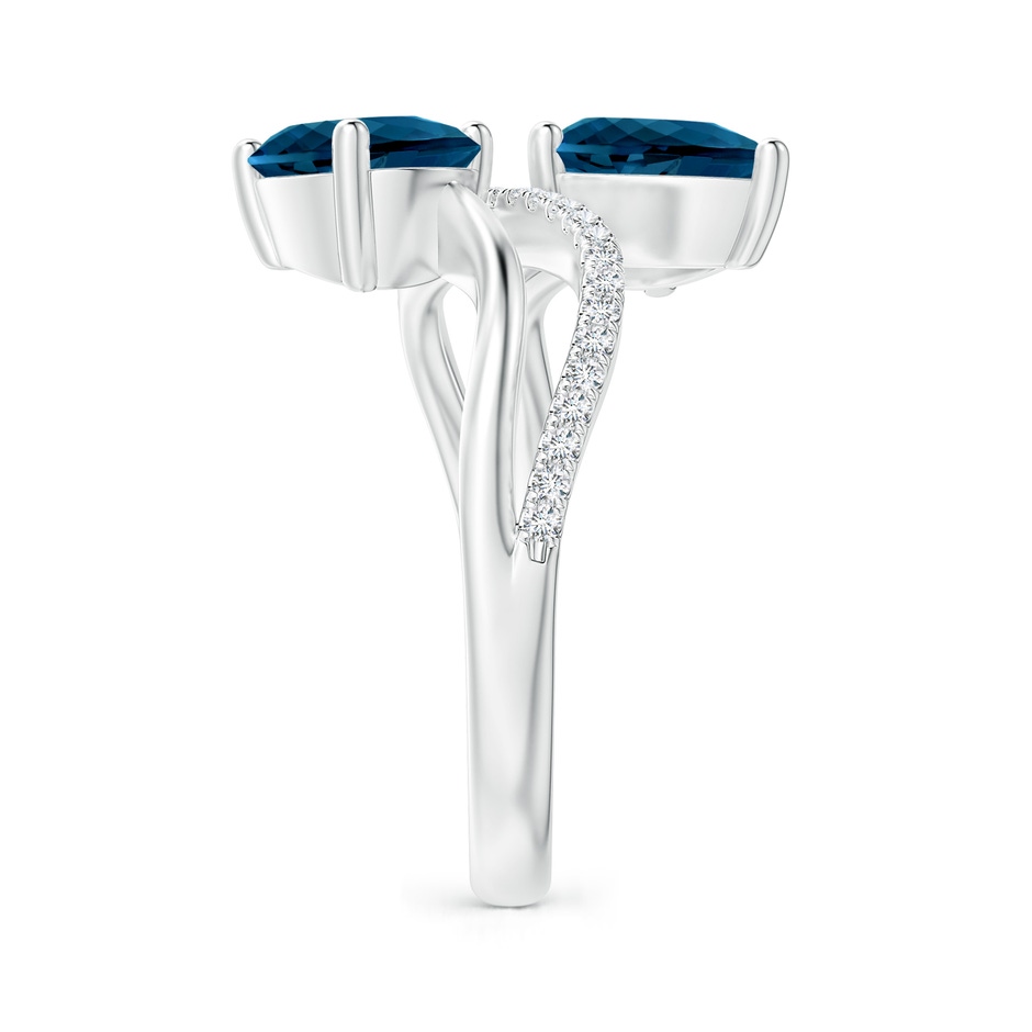 9x7mm AAAA Pear-Shaped London Blue Topaz Two-Stone Bypass Ring in P950 Platinum side 2