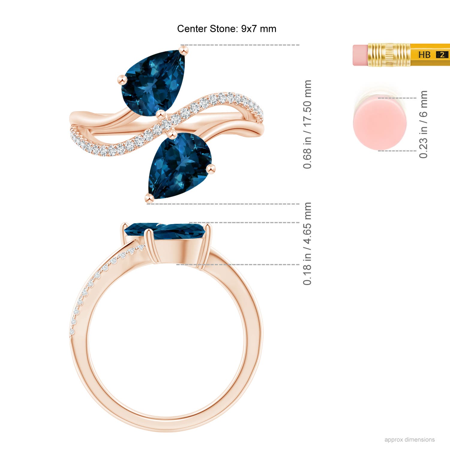 AAAA - London Blue Topaz / 3.95 CT / 14 KT Rose Gold