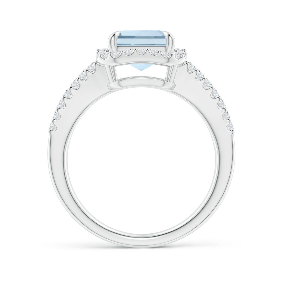 10x8mm A Emerald-Cut Aquamarine Split Shank Halo Ring in White Gold side 199