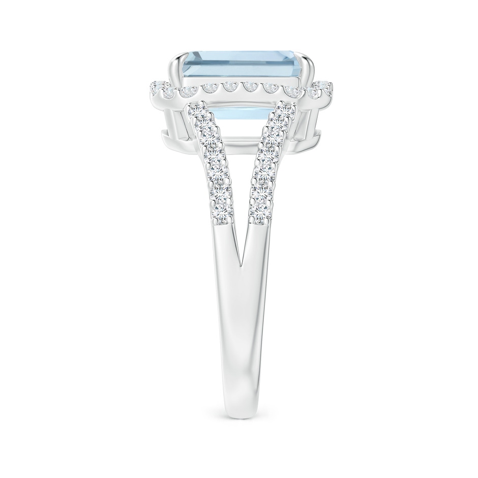 10x8mm A Emerald-Cut Aquamarine Split Shank Halo Ring in White Gold side 299