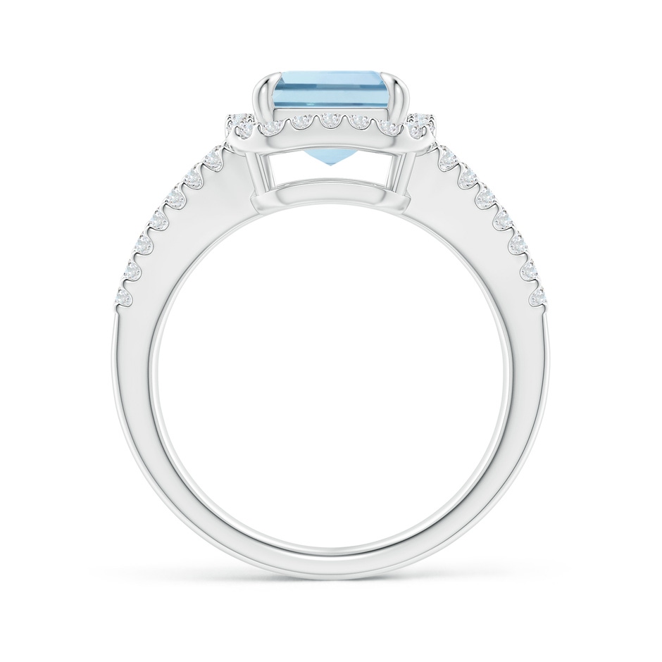 10x8mm AA Emerald-Cut Aquamarine Split Shank Halo Ring in P950 Platinum side 199