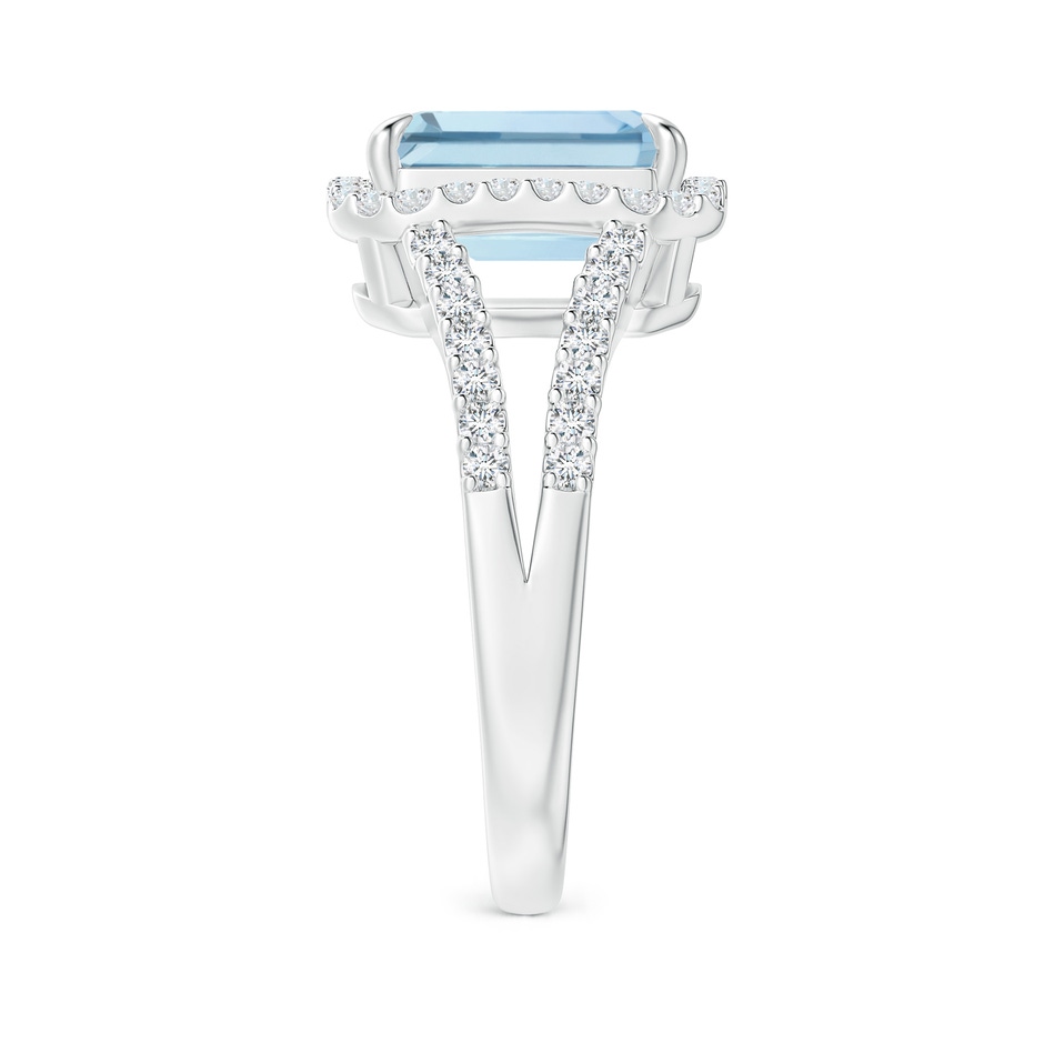10x8mm AA Emerald-Cut Aquamarine Split Shank Halo Ring in P950 Platinum side 299