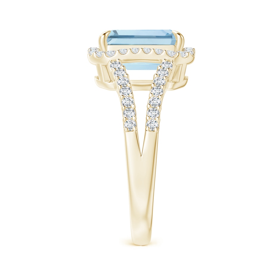 10x8mm AA Emerald-Cut Aquamarine Split Shank Halo Ring in Yellow Gold side 299