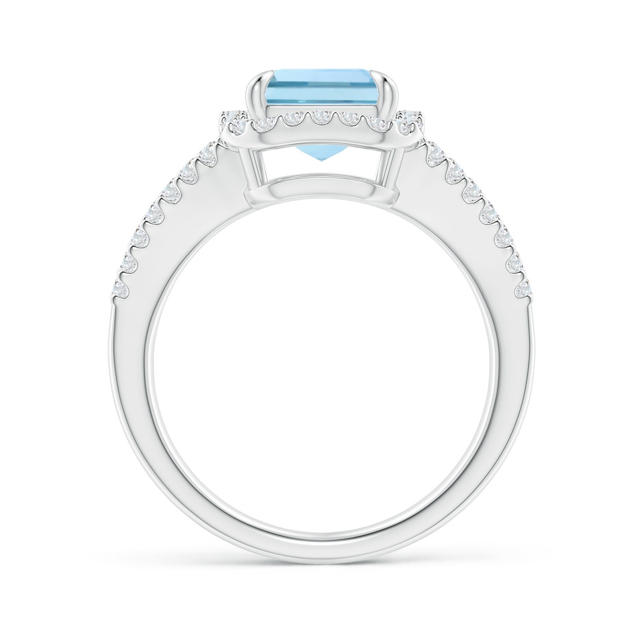 10x8mm AAA Emerald-Cut Aquamarine Split Shank Halo Ring in P950 Platinum side 199