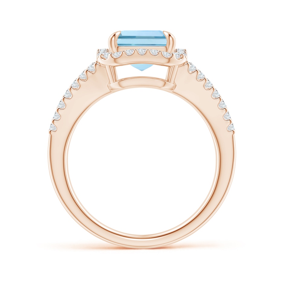 10x8mm AAA Emerald-Cut Aquamarine Split Shank Halo Ring in Rose Gold side 199