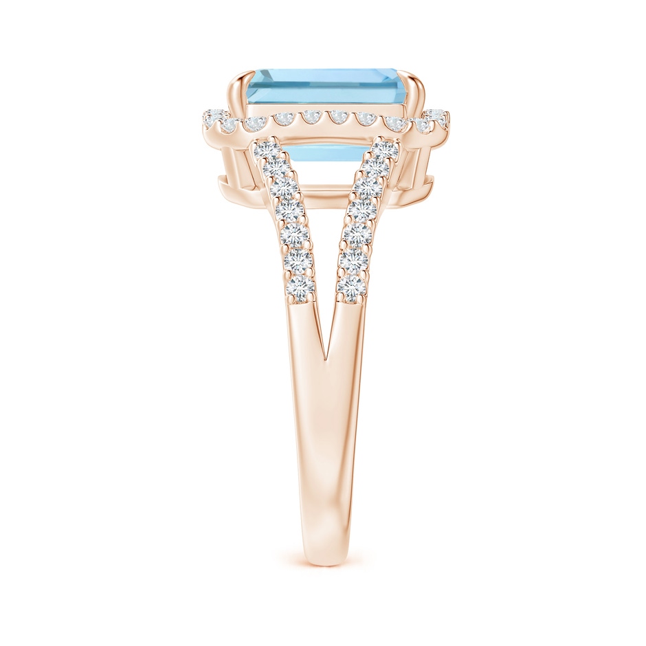 10x8mm AAA Emerald-Cut Aquamarine Split Shank Halo Ring in Rose Gold side 299
