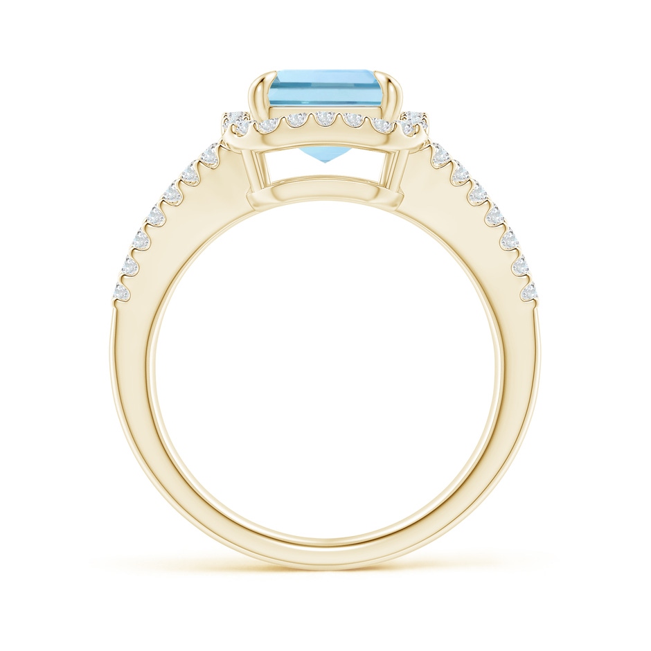 10x8mm AAA Emerald-Cut Aquamarine Split Shank Halo Ring in Yellow Gold side 199