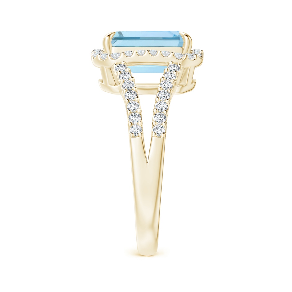 10x8mm AAA Emerald-Cut Aquamarine Split Shank Halo Ring in Yellow Gold side 299