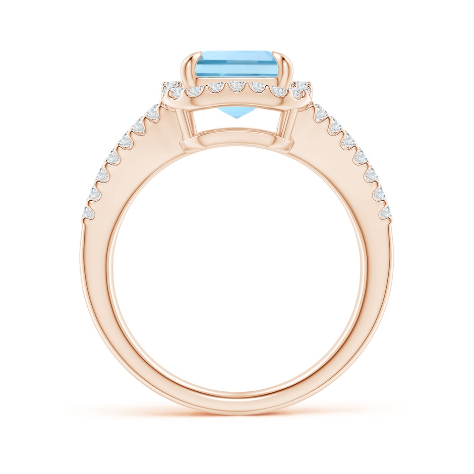 10x8mm AAAA Emerald-Cut Aquamarine Split Shank Halo Ring in 18K Rose Gold side 199