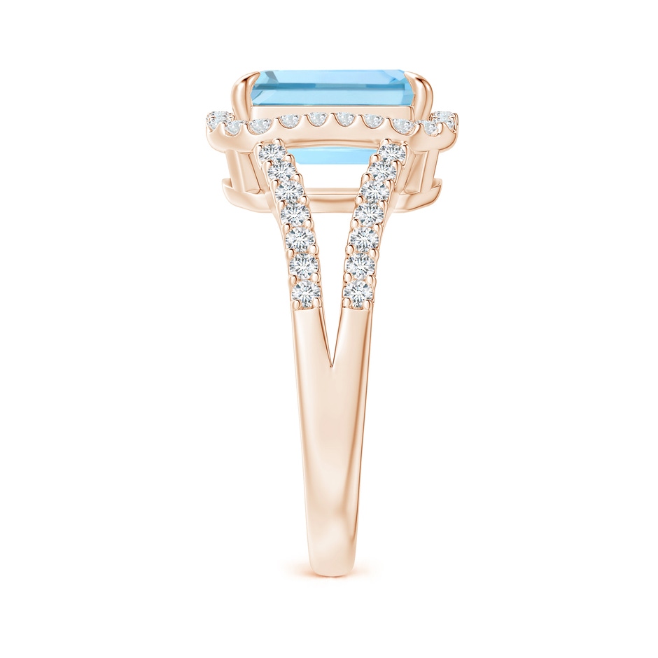 10x8mm AAAA Emerald-Cut Aquamarine Split Shank Halo Ring in 18K Rose Gold side 299