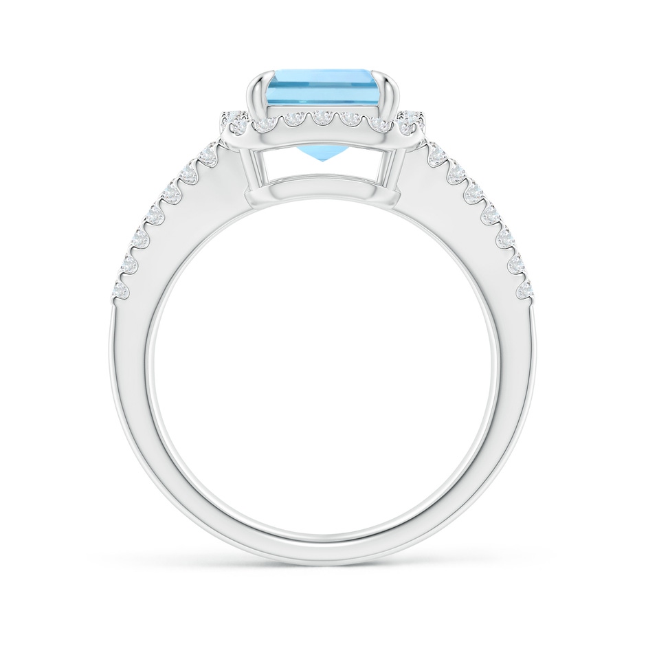 10x8mm AAAA Emerald-Cut Aquamarine Split Shank Halo Ring in P950 Platinum side 199