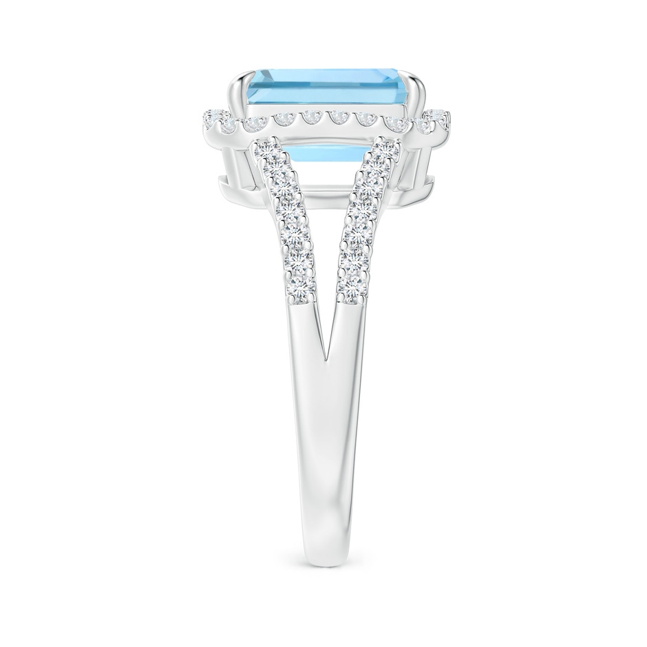 10x8mm AAAA Emerald-Cut Aquamarine Split Shank Halo Ring in P950 Platinum side 299