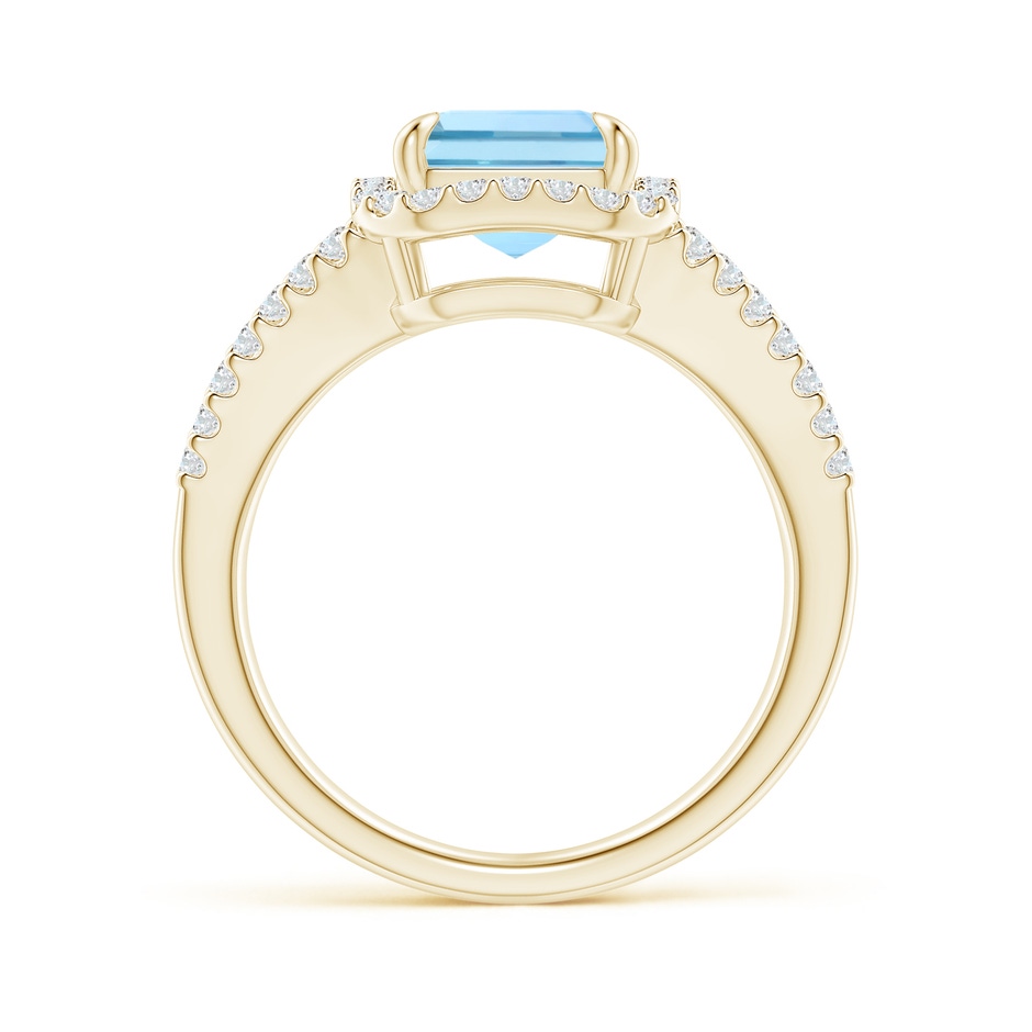 10x8mm AAAA Emerald-Cut Aquamarine Split Shank Halo Ring in Yellow Gold side 199