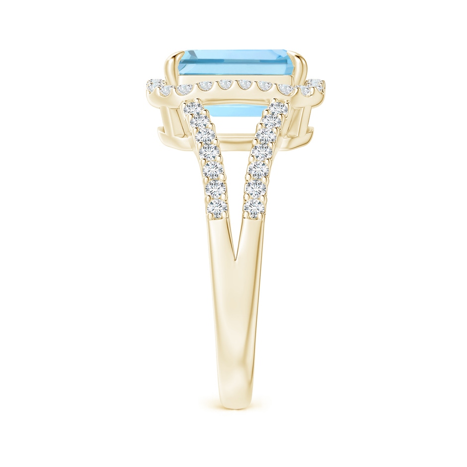 10x8mm AAAA Emerald-Cut Aquamarine Split Shank Halo Ring in Yellow Gold side 299