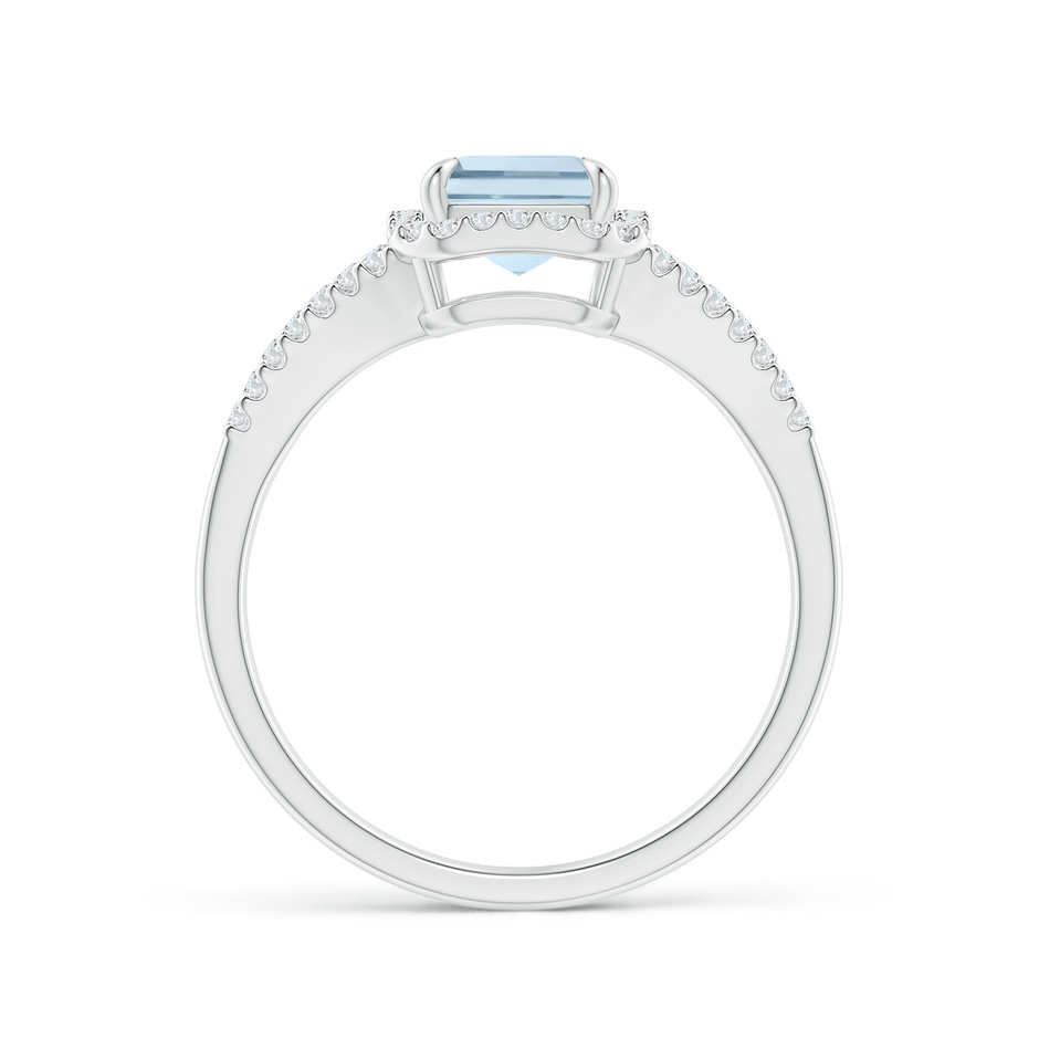 8x6mm A Emerald-Cut Aquamarine Split Shank Halo Ring in White Gold side 199