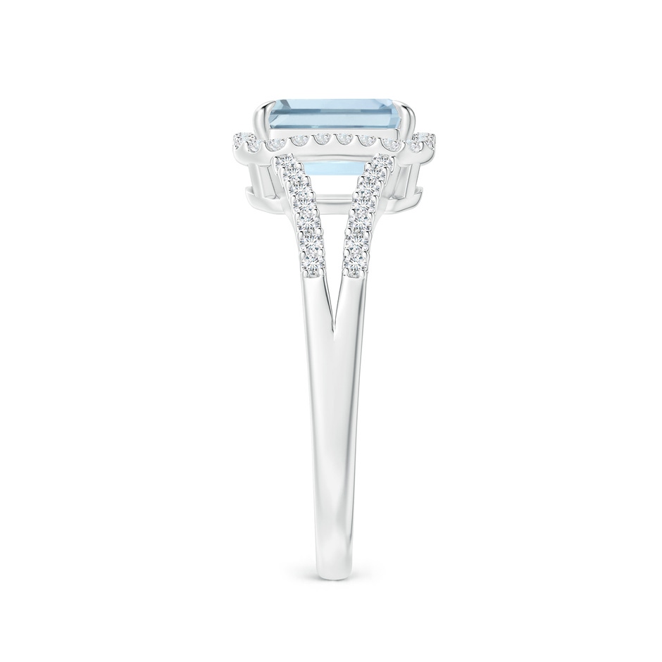 8x6mm A Emerald-Cut Aquamarine Split Shank Halo Ring in White Gold side 299