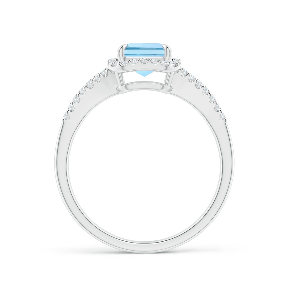 8x6mm AAAA Emerald-Cut Aquamarine Split Shank Halo Ring in P950 Platinum side 199