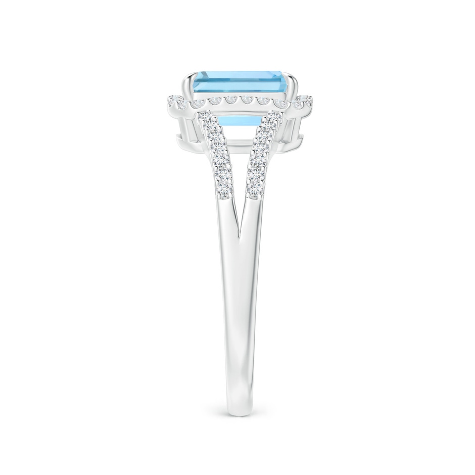 8x6mm AAAA Emerald-Cut Aquamarine Split Shank Halo Ring in White Gold side 299