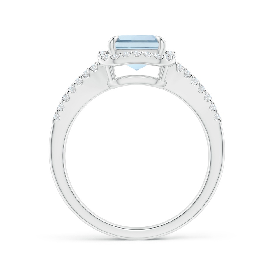 9x7mm A Emerald-Cut Aquamarine Split Shank Halo Ring in 18K White Gold side 199