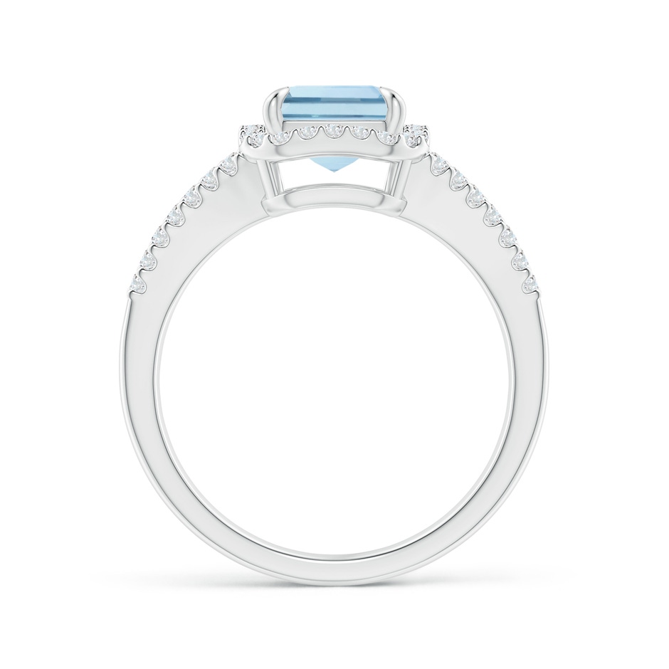 9x7mm AA Emerald-Cut Aquamarine Split Shank Halo Ring in P950 Platinum side 199