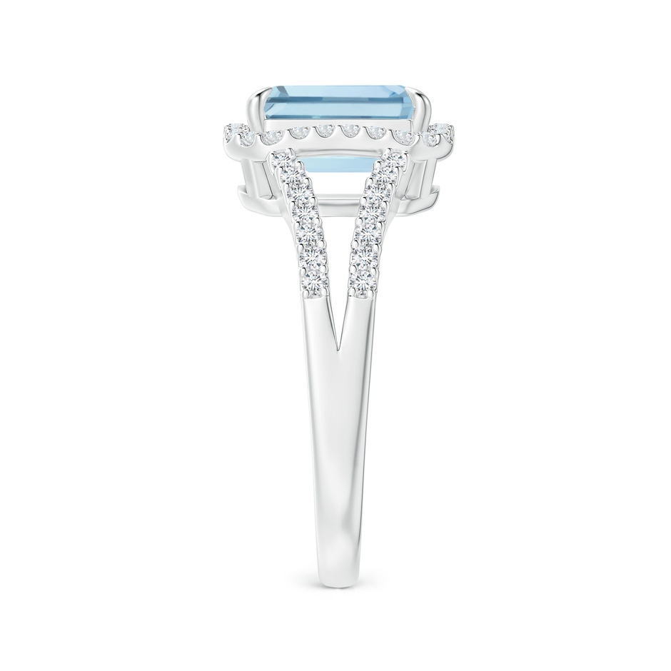 9x7mm AA Emerald-Cut Aquamarine Split Shank Halo Ring in P950 Platinum side 299