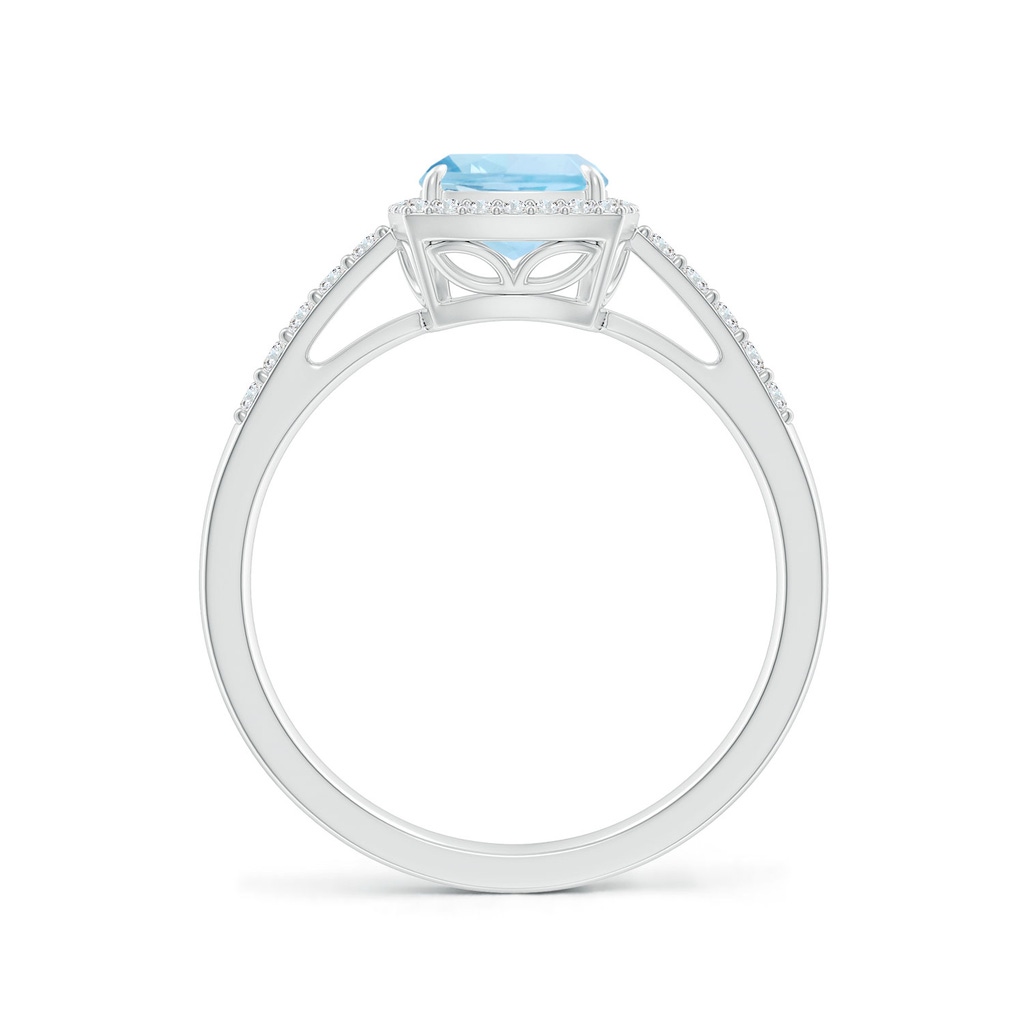 8x6mm AAA Rectangular Cushion Aquamarine Halo Engagement Ring in White Gold Side-1