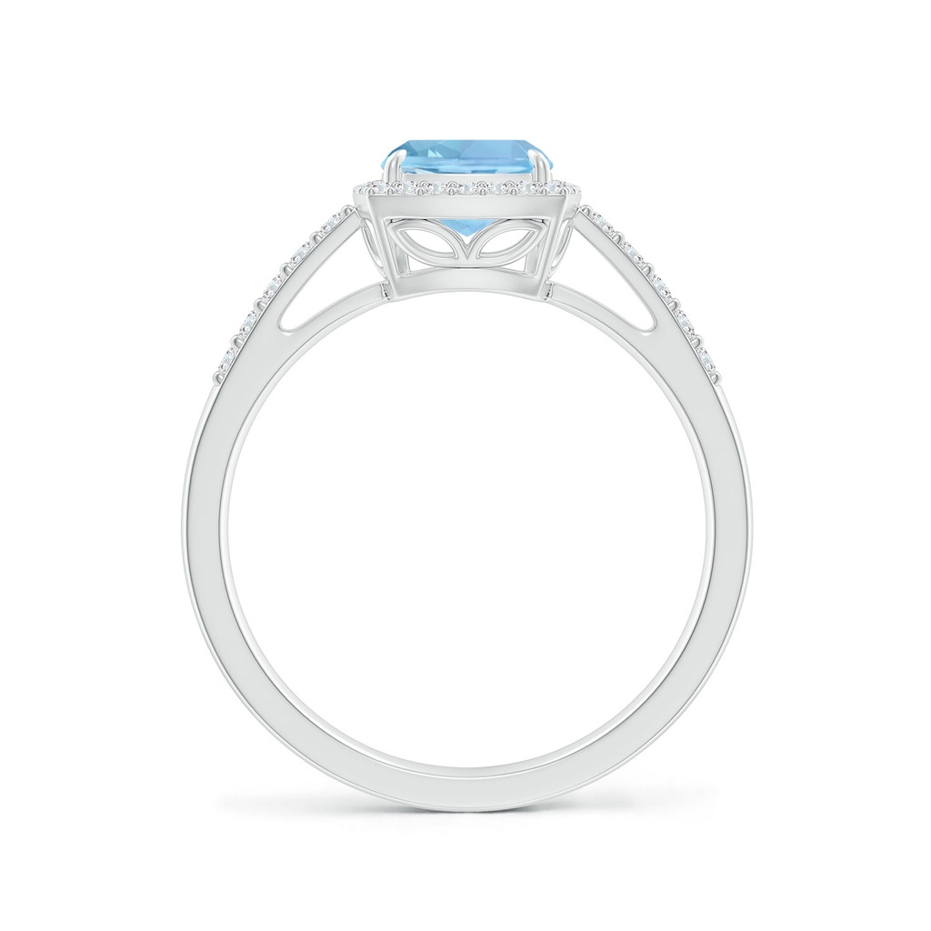 8x6mm AAAA Rectangular Cushion Aquamarine Halo Engagement Ring in P950 Platinum Side-1
