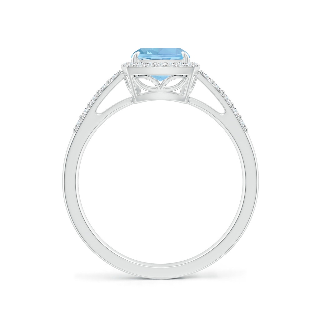 8x6mm AAAA Rectangular Cushion Aquamarine Halo Engagement Ring in P950 Platinum - side_1