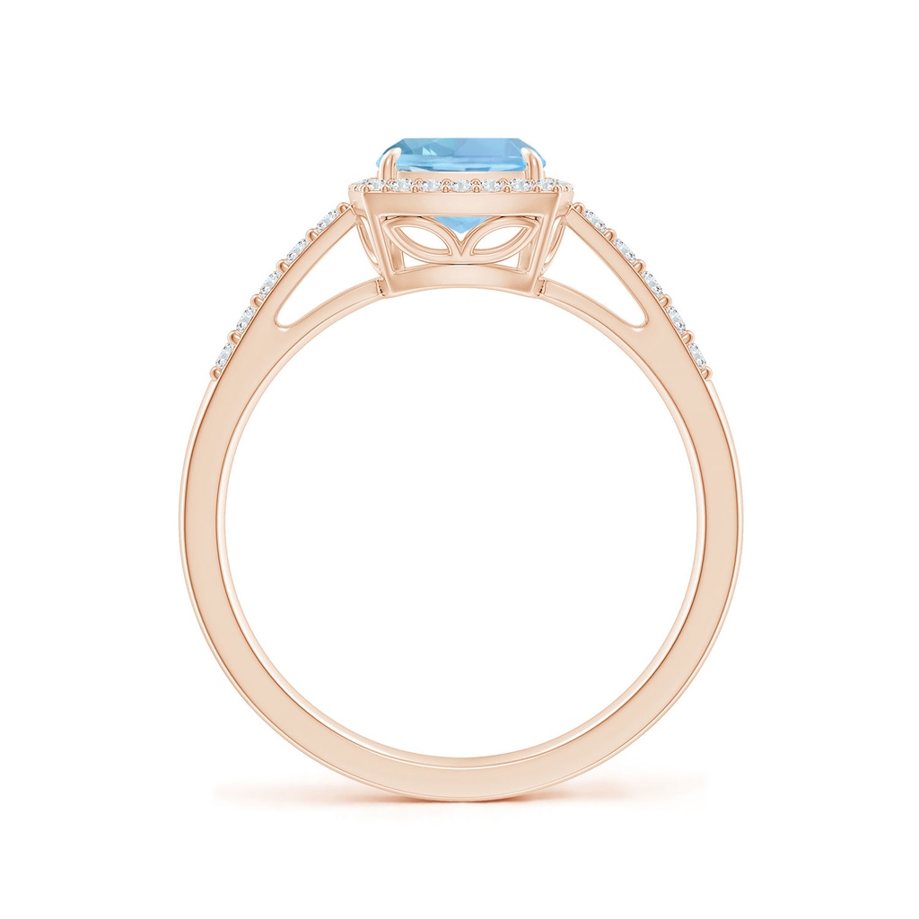 8x6mm AAAA Rectangular Cushion Aquamarine Halo Engagement Ring in Rose Gold - side_1