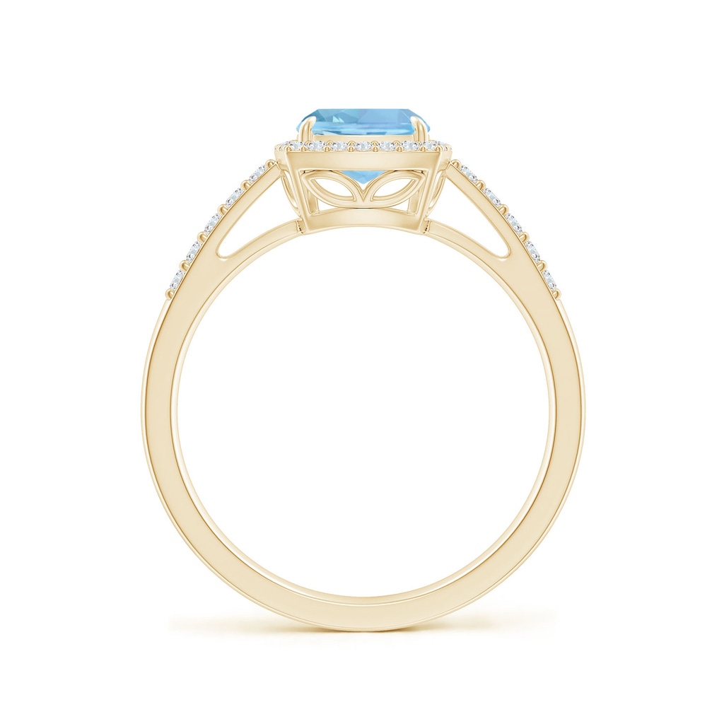8x6mm AAAA Rectangular Cushion Aquamarine Halo Engagement Ring in Yellow Gold - side_1