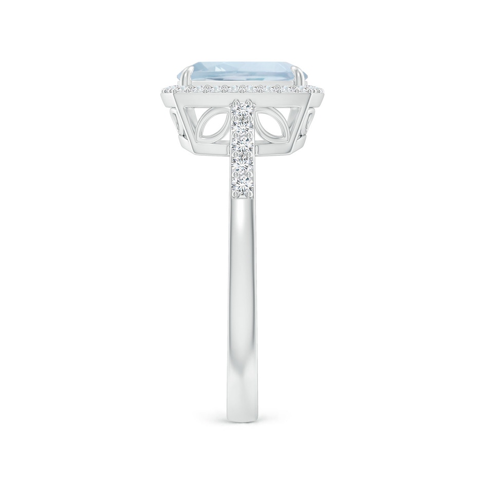 9x7mm A Rectangular Cushion Aquamarine Halo Engagement Ring in P950 Platinum side-2