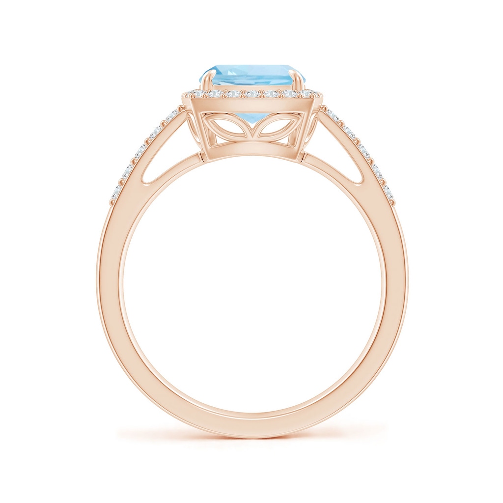 9x7mm AAA Rectangular Cushion Aquamarine Halo Engagement Ring in Rose Gold - side_1
