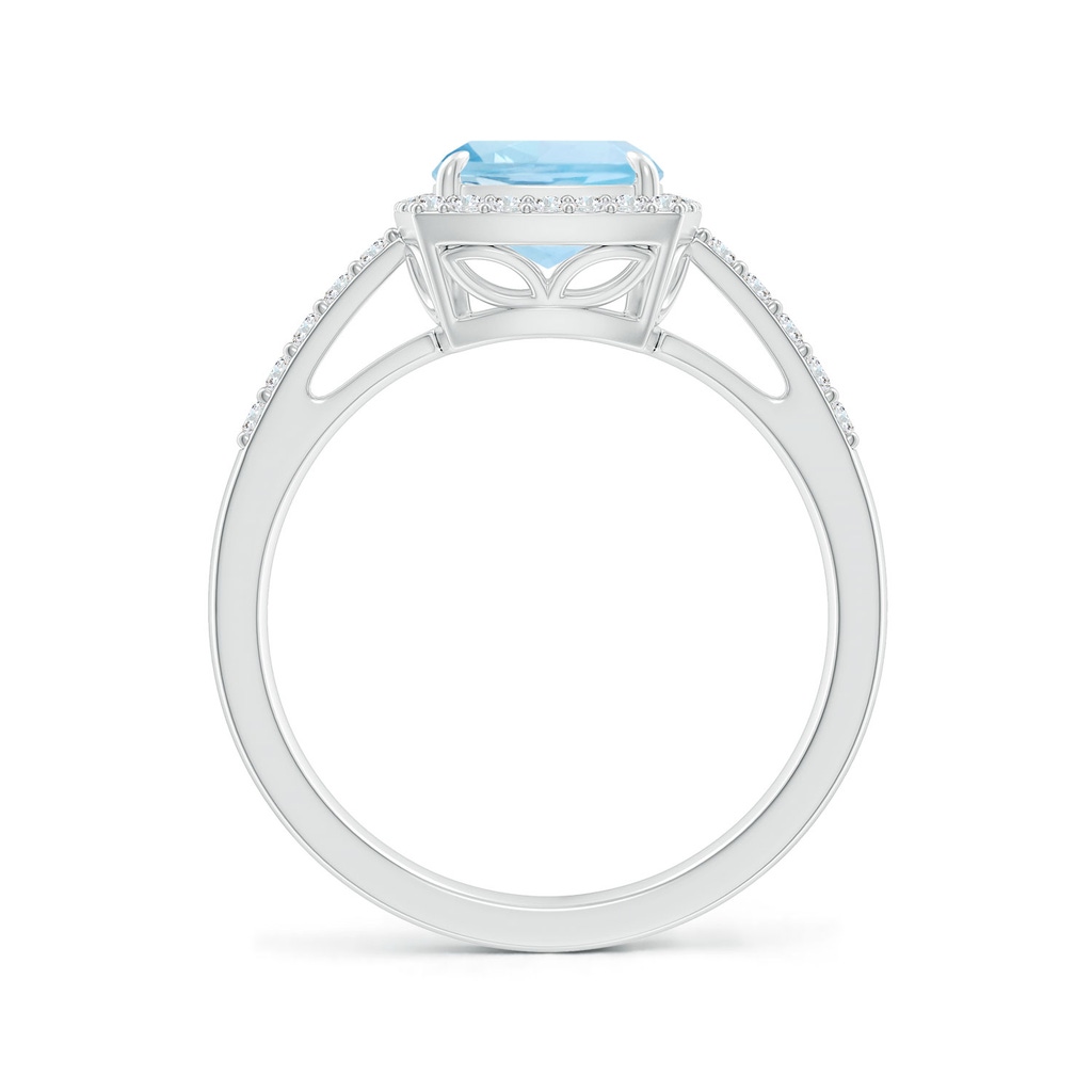9x7mm AAA Rectangular Cushion Aquamarine Halo Engagement Ring in White Gold Side-1