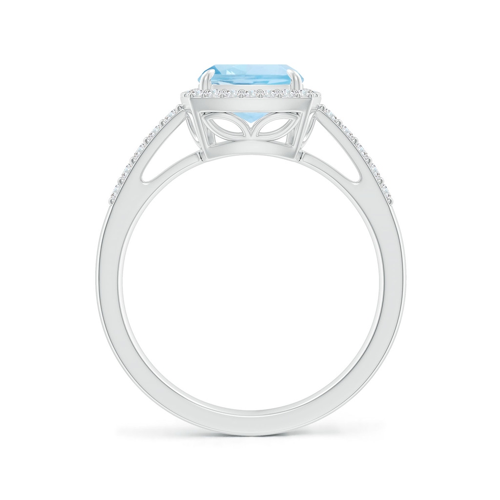 9x7mm AAA Rectangular Cushion Aquamarine Halo Engagement Ring in White Gold - side_1