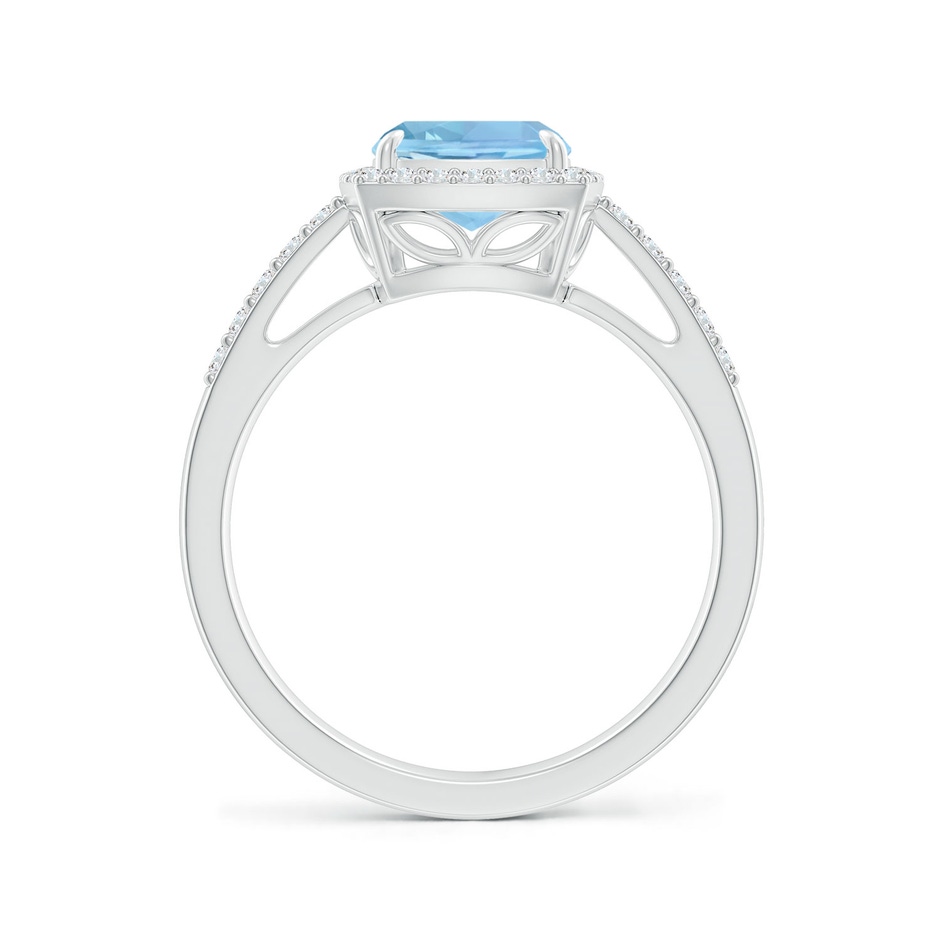 9x7mm AAAA Rectangular Cushion Aquamarine Halo Engagement Ring in P950 Platinum side-1