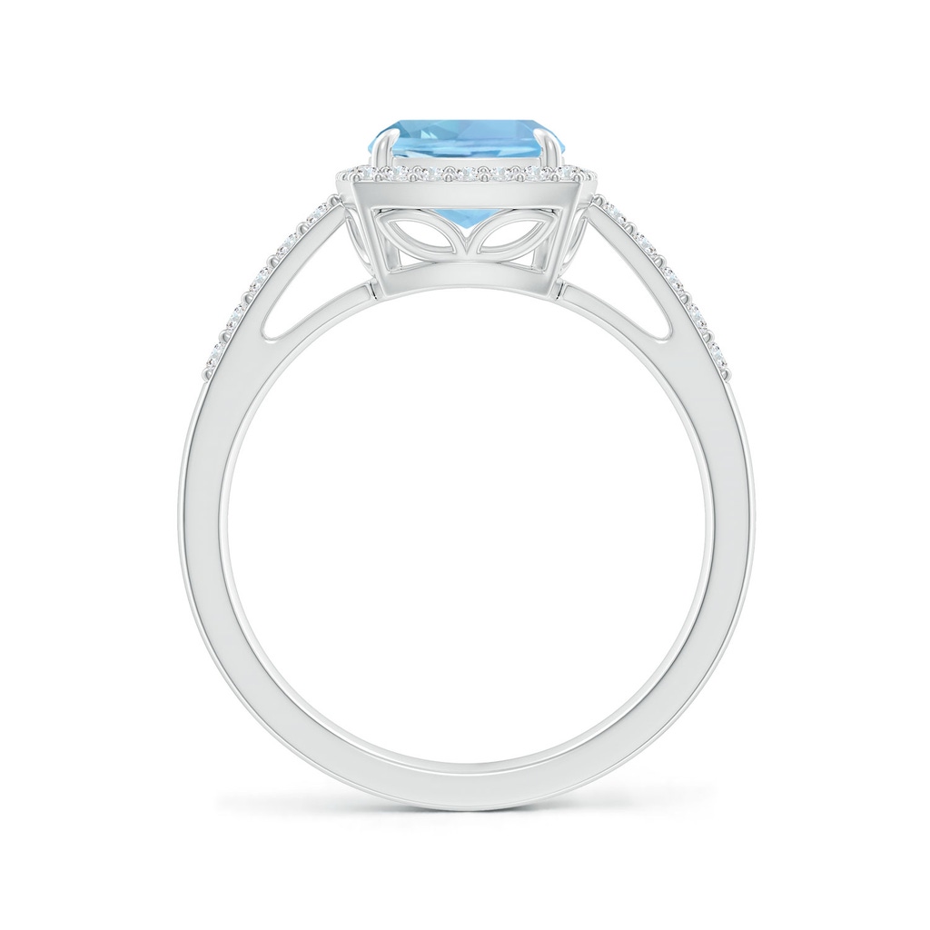 9x7mm AAAA Rectangular Cushion Aquamarine Halo Engagement Ring in White Gold - side_1