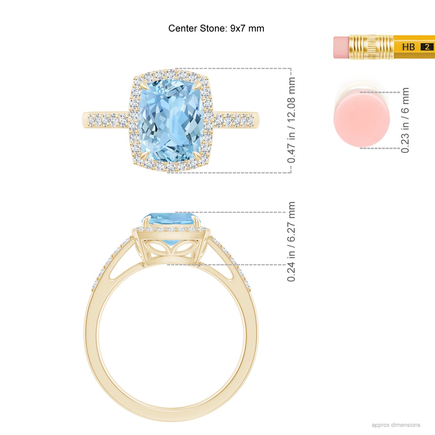 AAAA - Aquamarine / 2.18 CT / 14 KT Yellow Gold