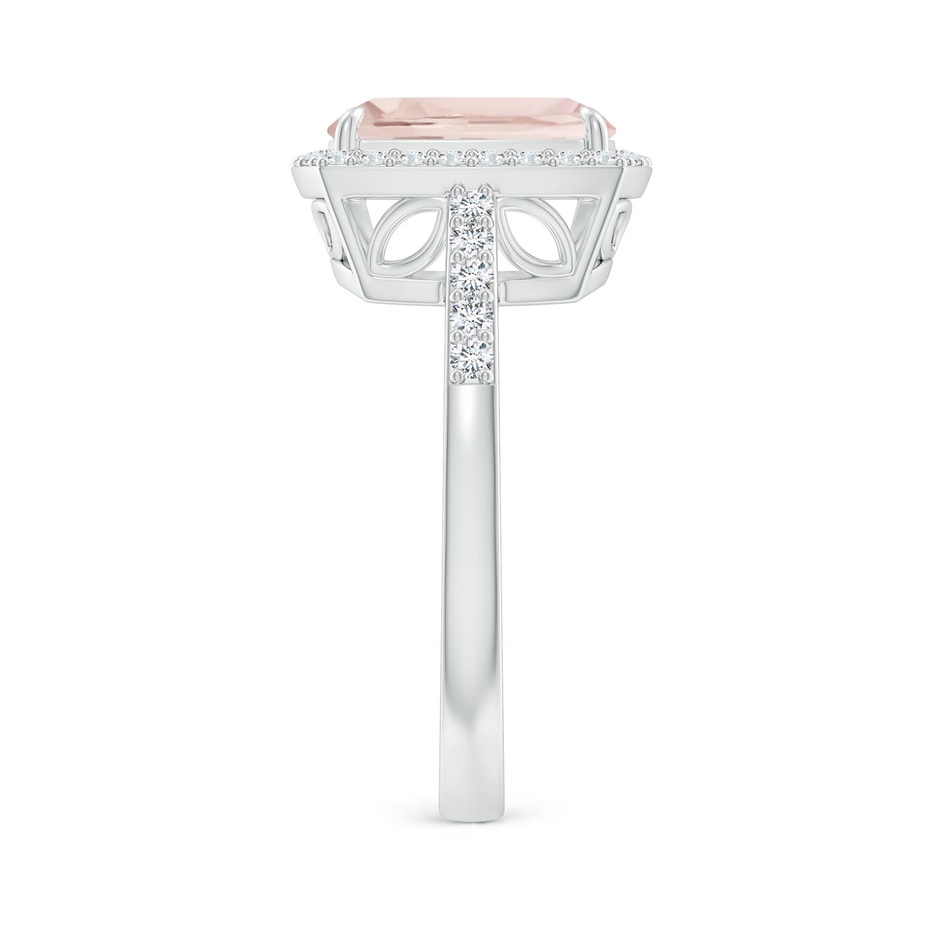 10x8mm A Rectangular Cushion Morganite Halo Engagement Ring in P950 Platinum side-2