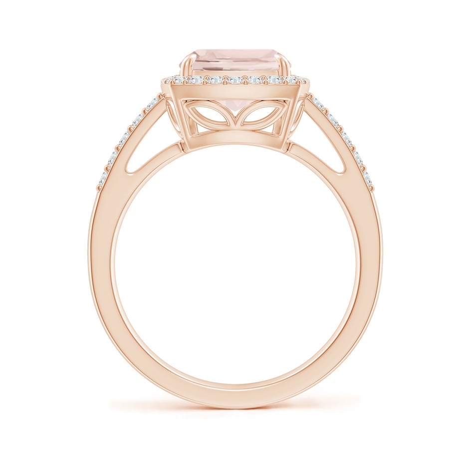 10x8mm A Rectangular Cushion Morganite Halo Engagement Ring in Rose Gold side-1