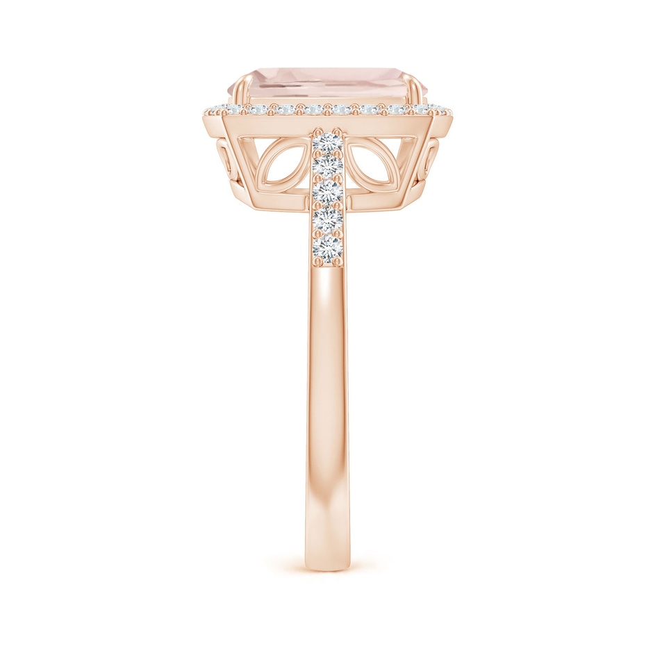 10x8mm A Rectangular Cushion Morganite Halo Engagement Ring in Rose Gold side-2