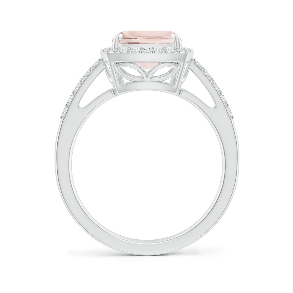 10x8mm A Rectangular Cushion Morganite Halo Engagement Ring in White Gold side-1