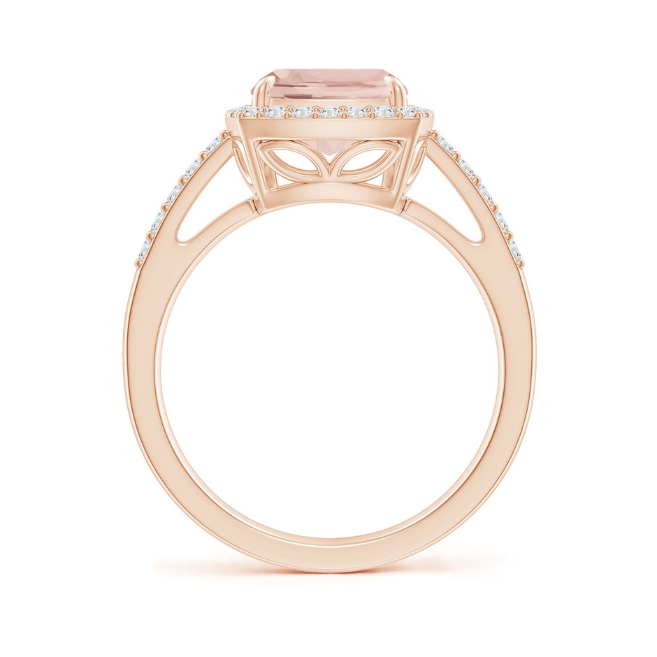 10x8mm AA Rectangular Cushion Morganite Halo Engagement Ring in Rose Gold side-1